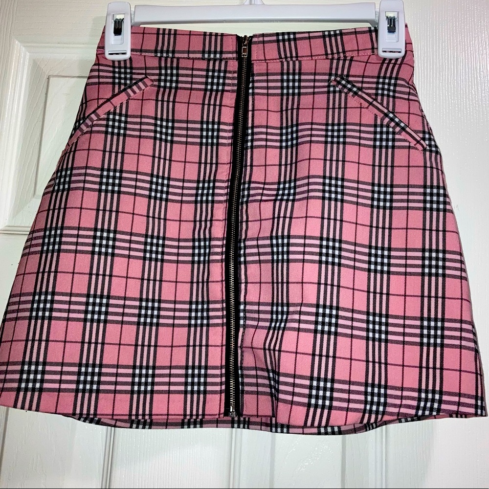 Pink Plaid Form Fitting Mini-Skirt